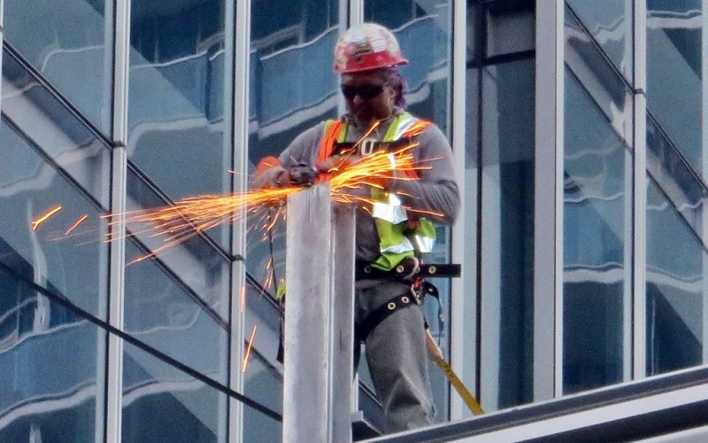 Office building construction worker